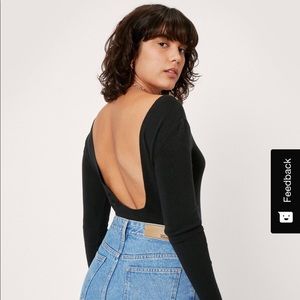 Knitted Scoop Back Long Sleeve Bodysuit